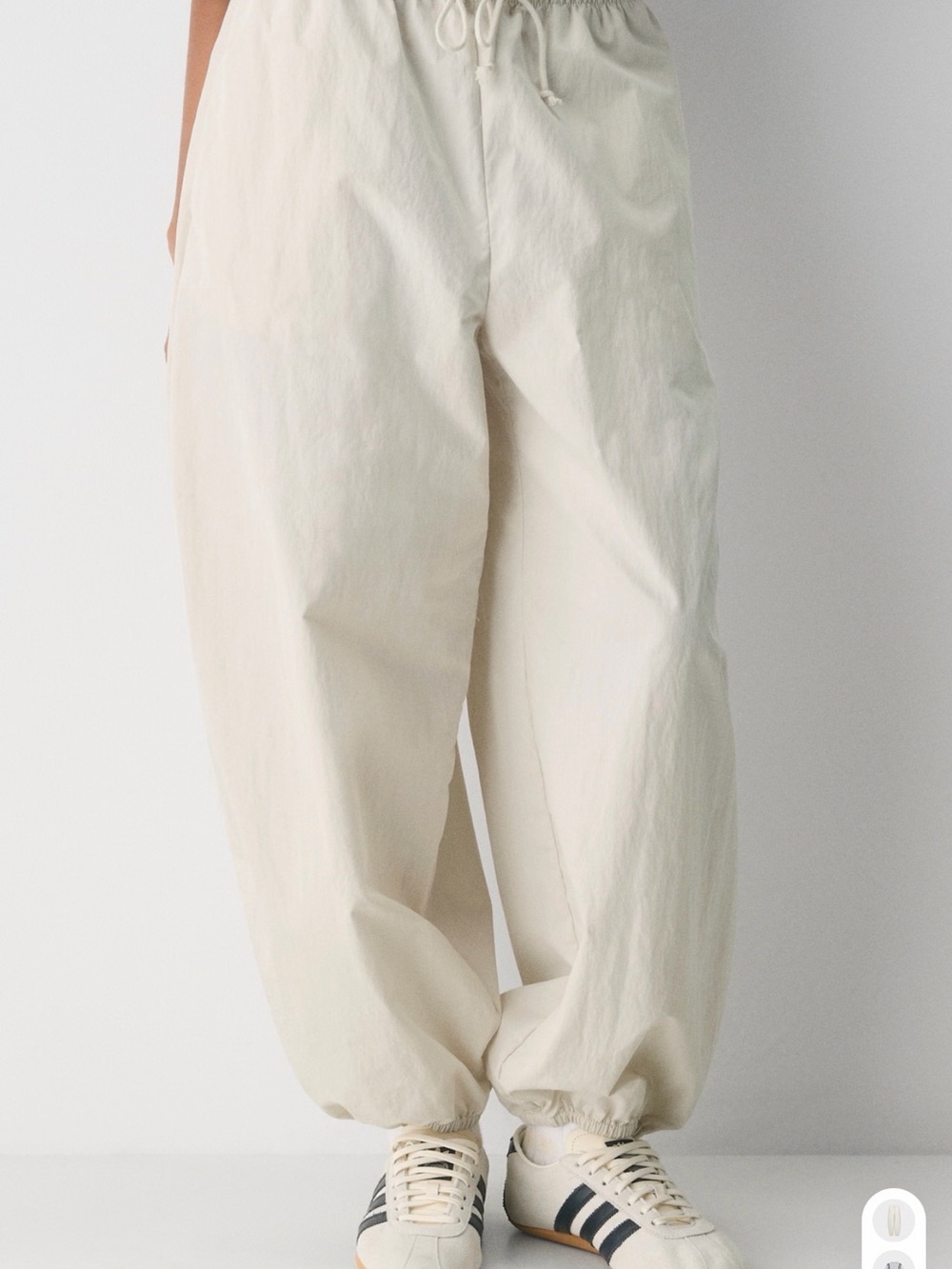 Aritzia Wide Leg Drawstring Pants in Cream